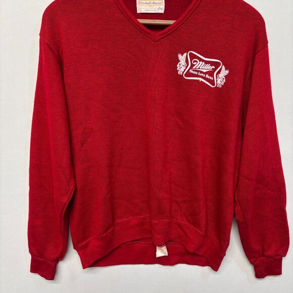 Vintage Creslan & Rayon 60s 70s Sweater Men Size Large Miller Beer Theme C053 27 - Picture 10 of 14